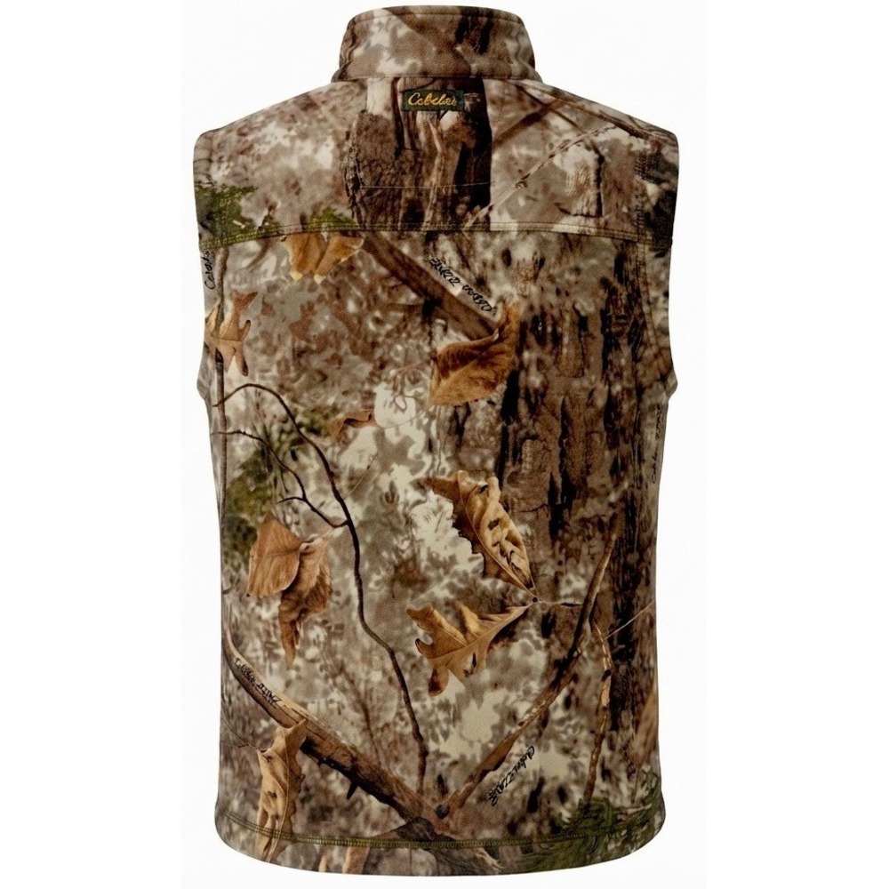 Cabela's Women's Large Woodland Camo Fleece Lined Hunting Vest Zip Pockets - Picture 2 of 13